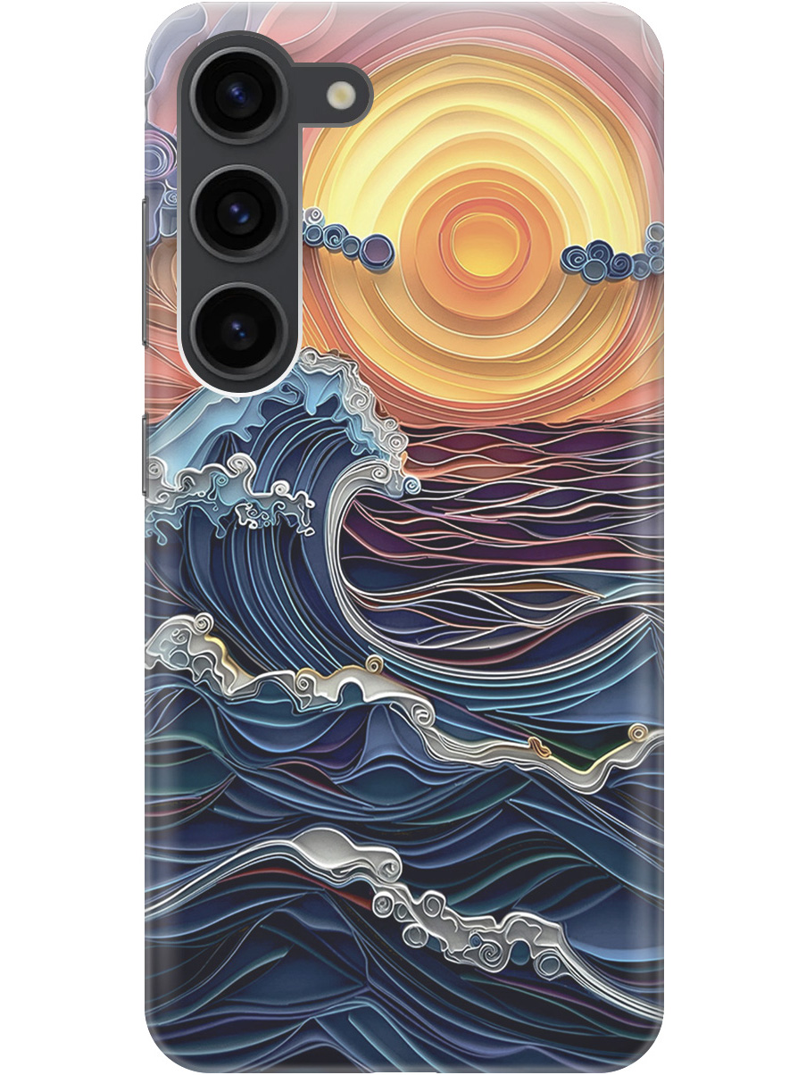 

Силиконовый чехол на Samsung Galaxy S23 с принтом "Волны на закате", 767959510