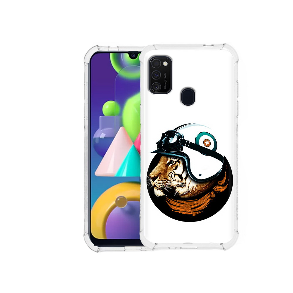 

Чехол MyPads Tocco для Samsung Galaxy M21 Тигр в шлеме (PT147110.591.171), Прозрачный, Tocco