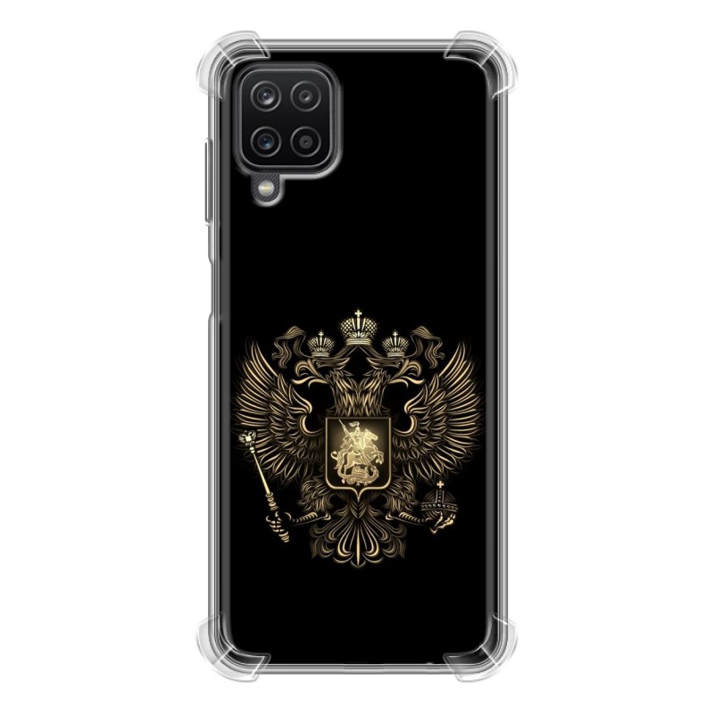 

Дизайнерский силиконовый чехол для Samsung Galaxy A12/M12 герб России золотой