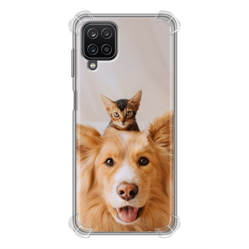 

Дизайнерский силиконовый чехол для Samsung Galaxy A12/M12 Собака и котенок