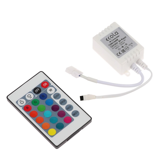 Контроллер Ecola LED strip RGB IR controller, 6А, 12В-72Вт, 24В-144 Вт, для ленты, и/к пул