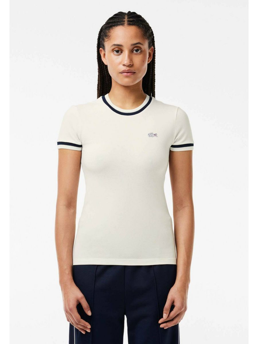 

Футболка женская Lacoste LA221D0C9 белая 36 EU, Белый, LA221D0C9