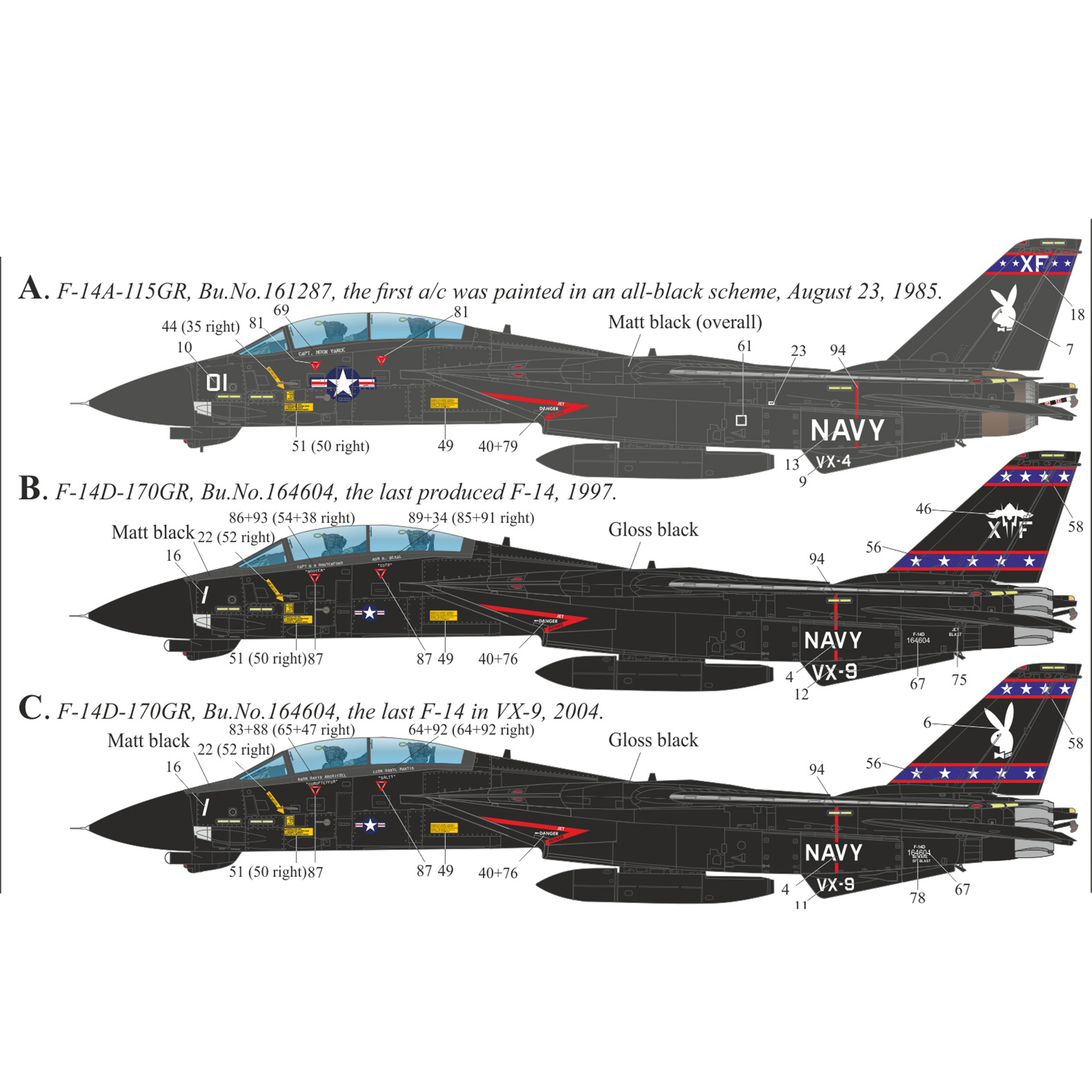 Декаль UpRise F-14A/D Tomcat Black Bunny FFA (удаляемая лаковая подложка) 1/72 UR72207