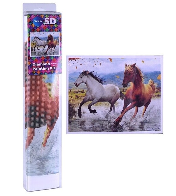 Алмазная мозаика Centrum 5D Бегущие кони, 40х50