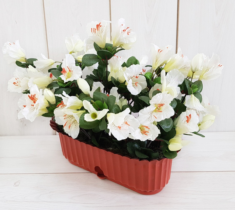 

Искусственные цветы Альстромерия в вазоне, Зеленый;белый;розовый