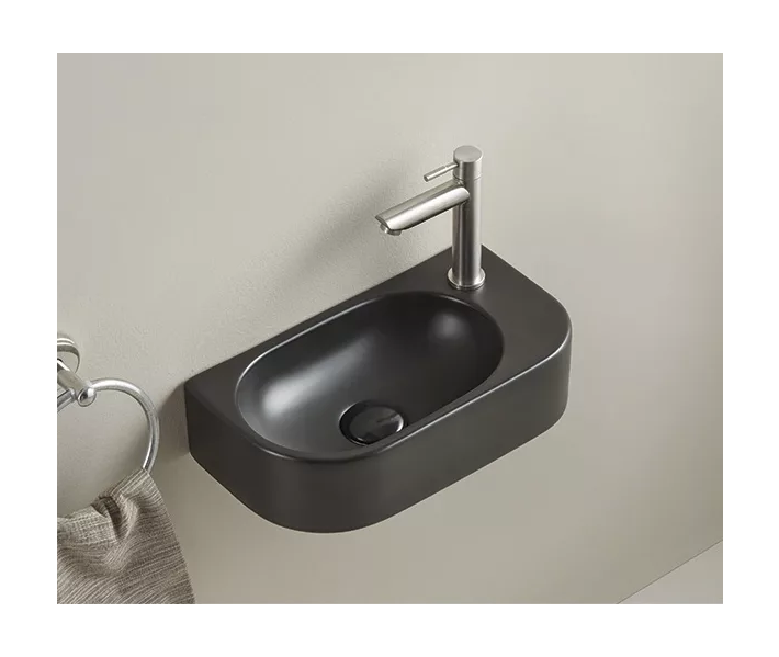 фото Подвесная черная матовая раковина для ванной (чаша слева) gid bm9274l прямоугольная
