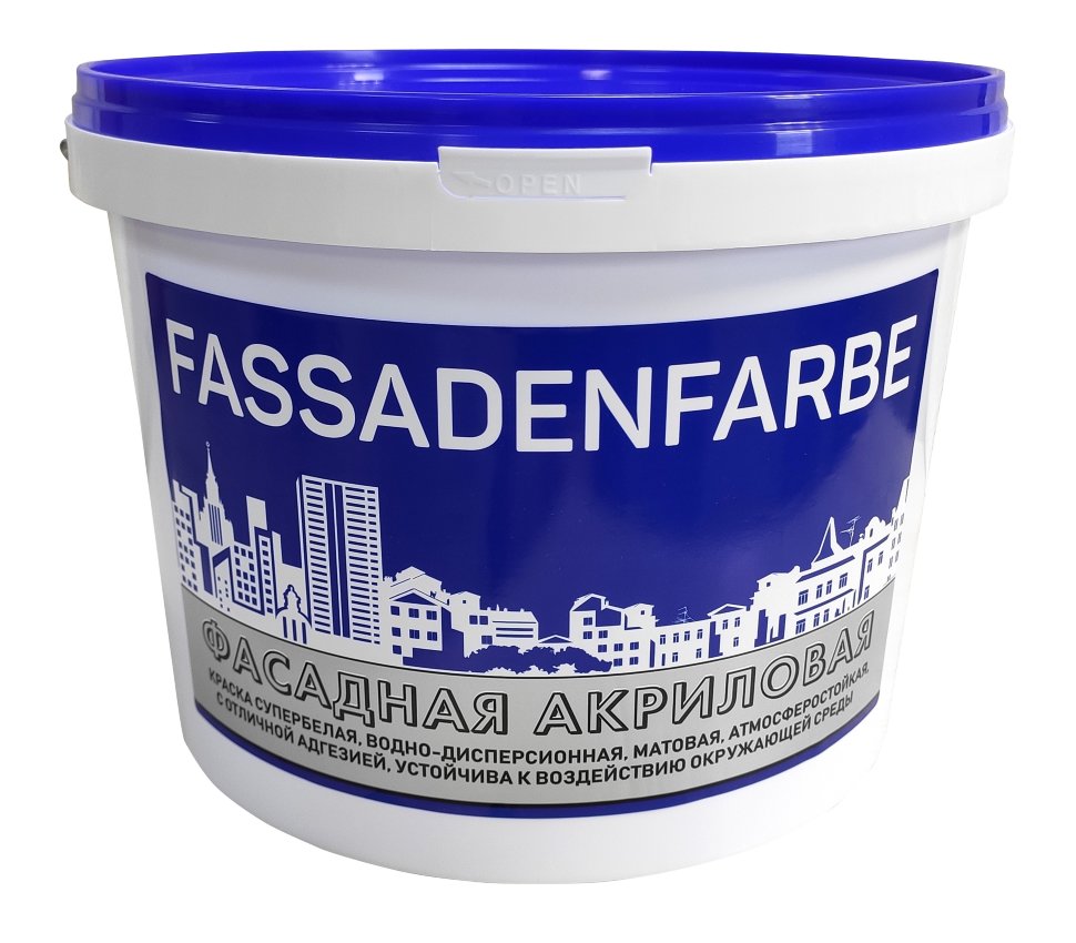 Краска фасадная акриловая матовая FassadenFarbe 7кг зоомир гаммарус измельченный 16 гр