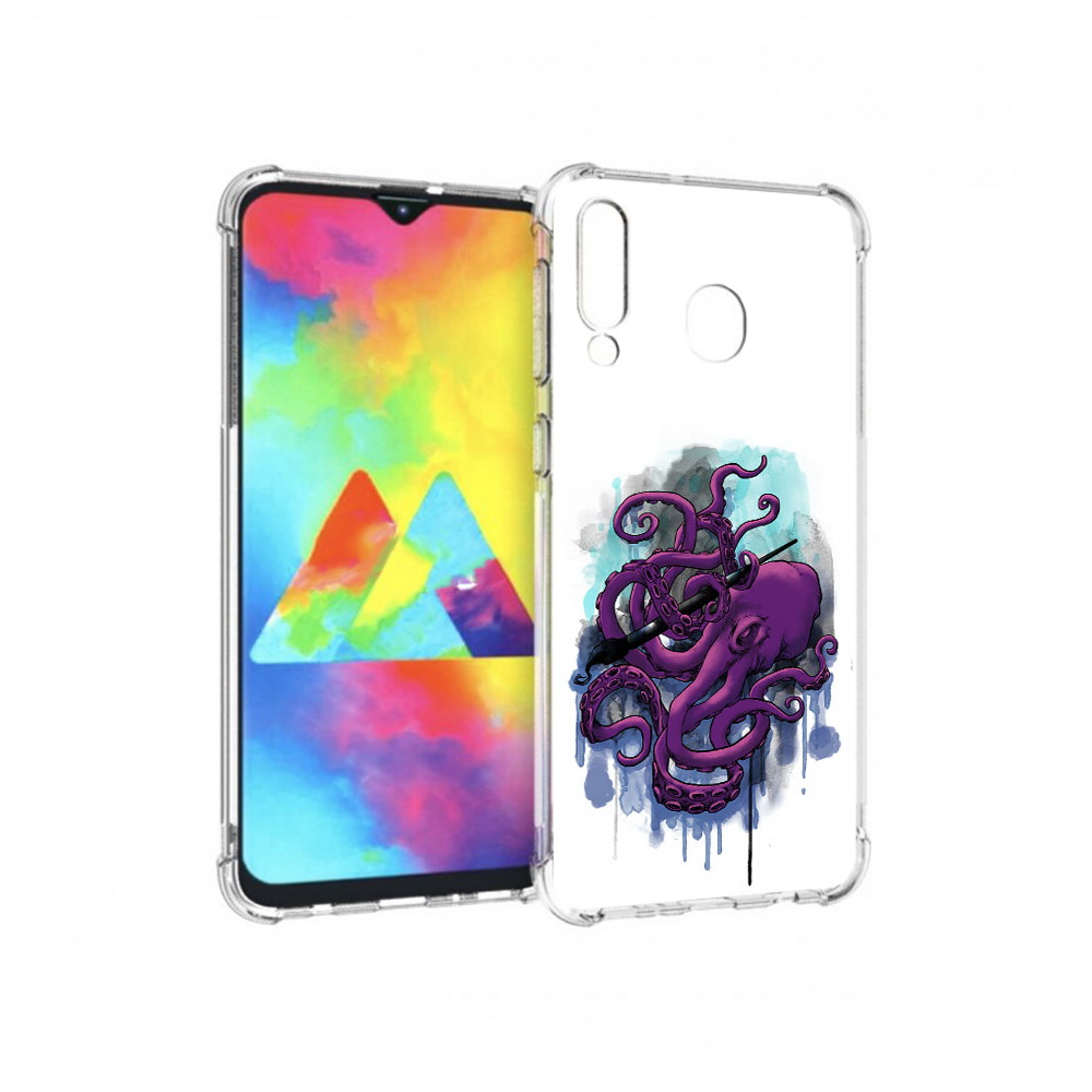 

Чехол MyPads Tocco для Samsung Galaxy M30 фиолетовый осьминог (PT138437.525.658), Прозрачный, Tocco
