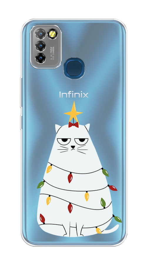 

Чехол на Infinix HOT 10 Lite "Котик в гирлянде", Белый;красный;желтый, 3100350-1