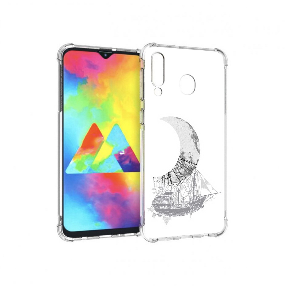 

Чехол MyPads Tocco для Samsung Galaxy M30 черно белый корабль полумесяц (PT138437.525.684), Прозрачный, Tocco