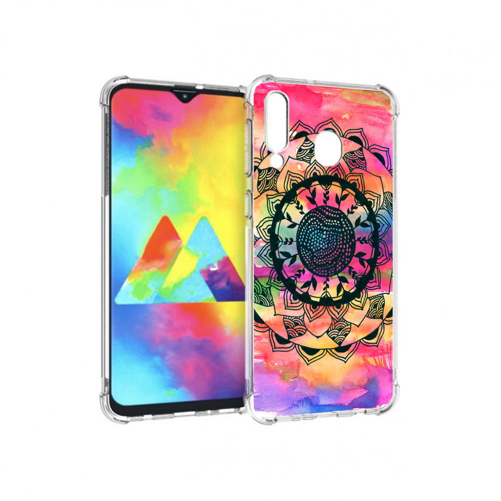 

Чехол MyPads Tocco для Samsung Galaxy M30 яркая абстракция круглый цветок, Прозрачный, Tocco