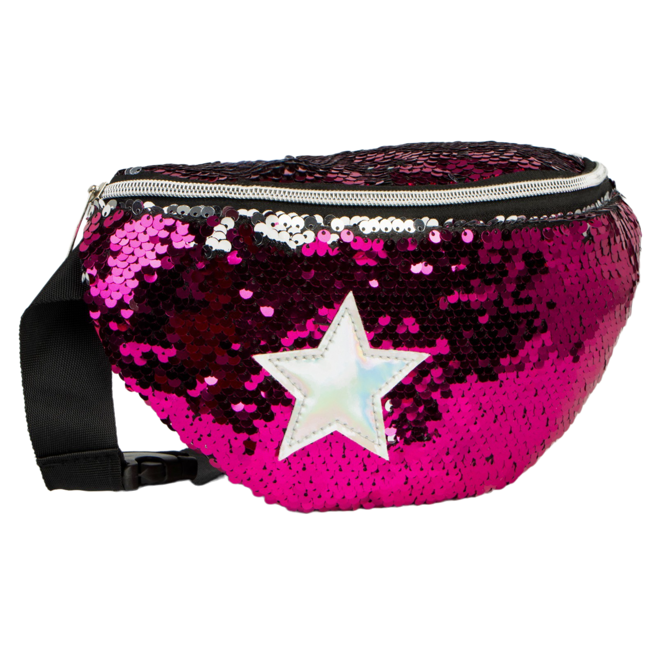 

Сумка детская поясная Pink star с пайетками на молнии, цвет розовый