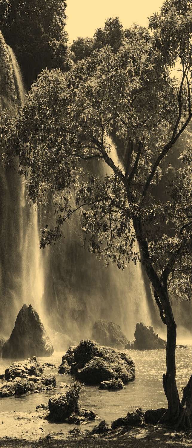 

Самоклеющиеся фотообои "Водопад во Вьетнаме", 90x210 см, эффект сепия, отраженный