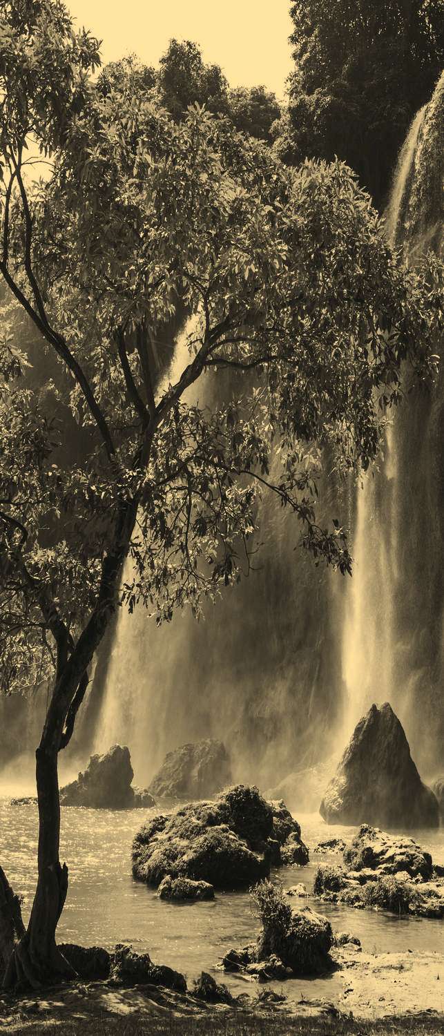 фото Самоклеющиеся фотообои "водопад во вьетнаме", 90x210 см, эффект сепия фотообои.рф