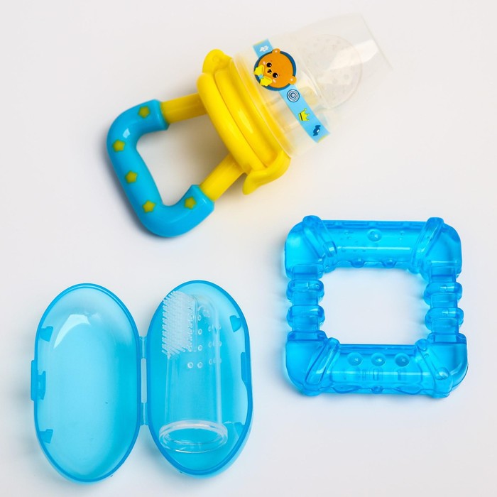 фото Набор: ниблер для прикорма, прорезыватель, зубная щётка «мишка принц» mum&baby
