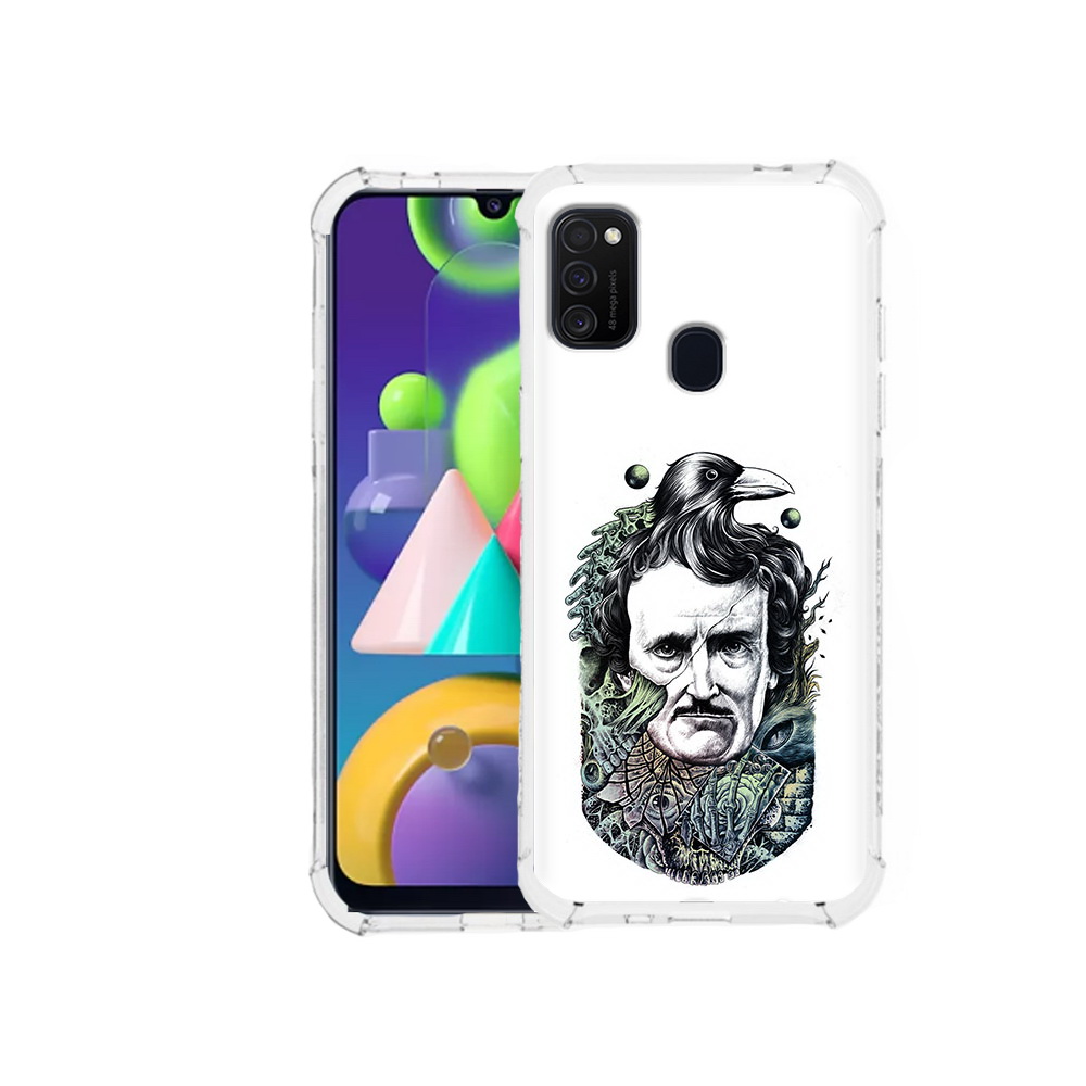 

Чехол MyPads Tocco для Samsung Galaxy M21 Эдгар Аллан с вороном (PT147110.591.203), Прозрачный, Tocco