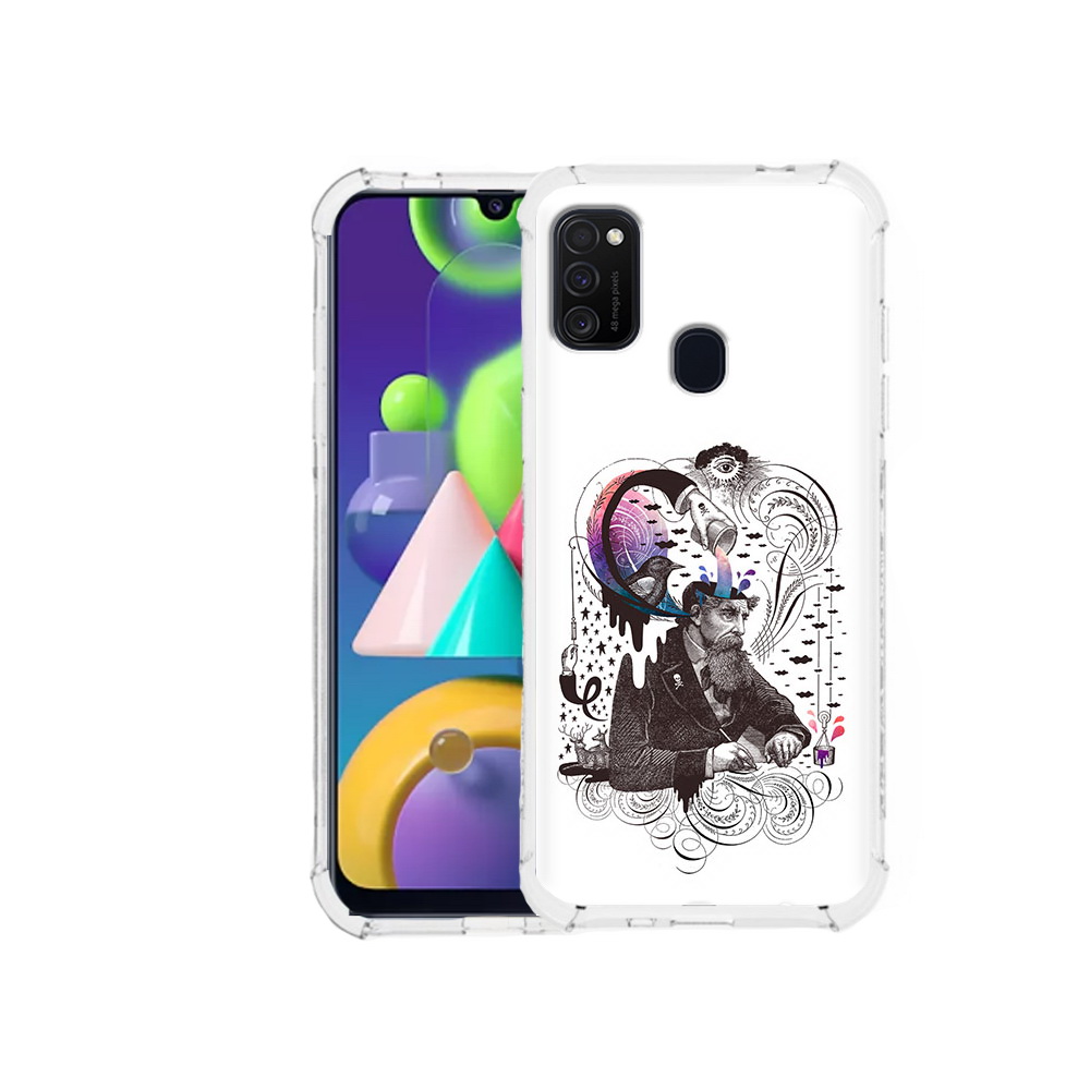 

Чехол MyPads Tocco для Samsung Galaxy M21 абстракция думающий мужчина (PT147110.591.210), Прозрачный, Tocco