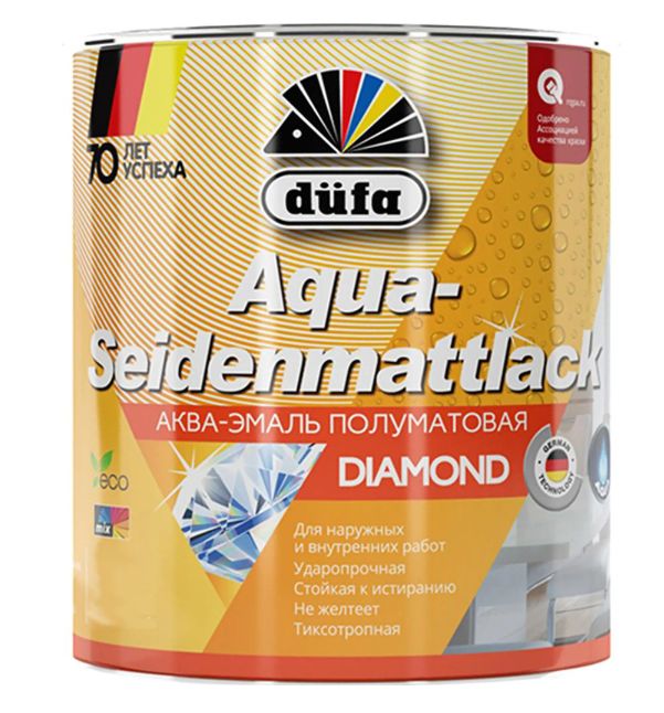 Эмаль Dufa Aqua-Seidenmattlack,аква,полуматовая, белая, 2 л