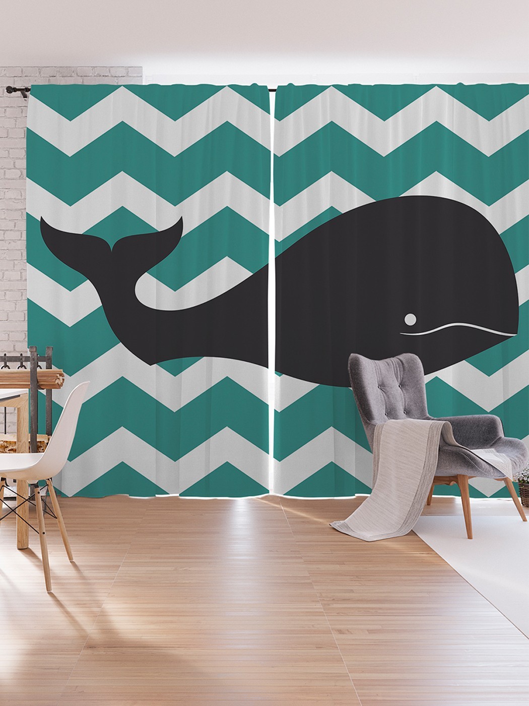 

Шторы под лён JoyArty "Кит на зигзагах", серия Oxford DeLux, 340х265 см, Кит на зигзагах