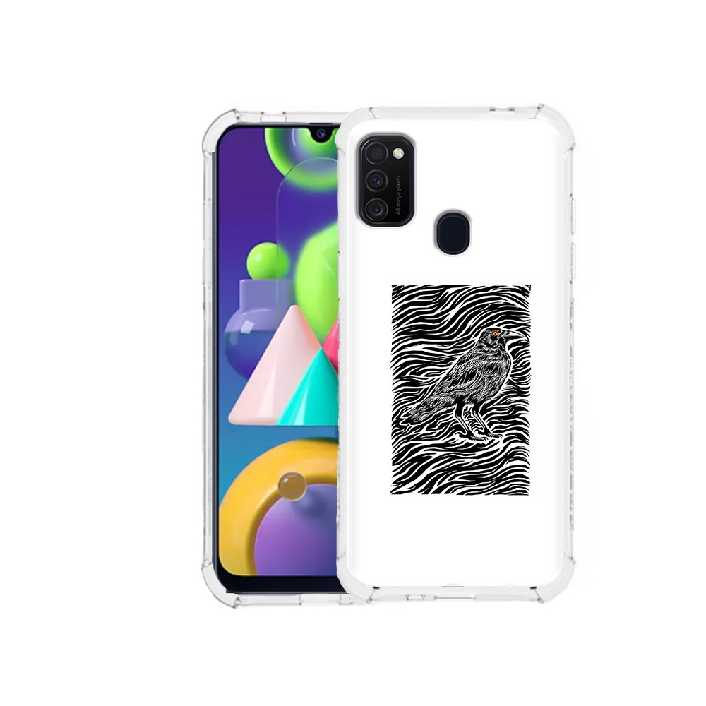 

Чехол MyPads Tocco для Samsung Galaxy M21 ворон в абстракции (PT147110.591.272), Прозрачный, Tocco