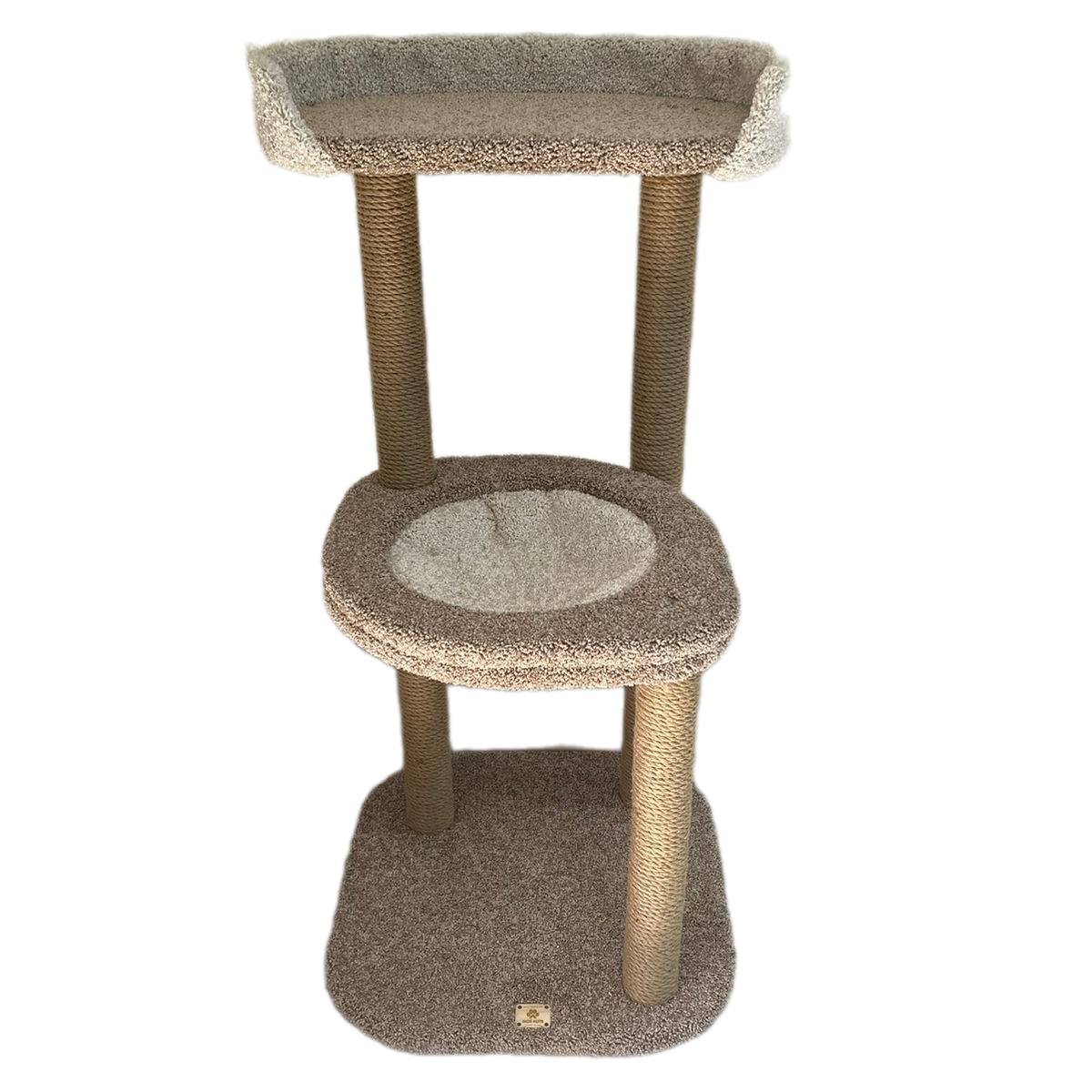 Комплекс для кошек Моя котя Кольцо Сатурна, бело-бежевый, ковролин, дерево, джут, 115 см