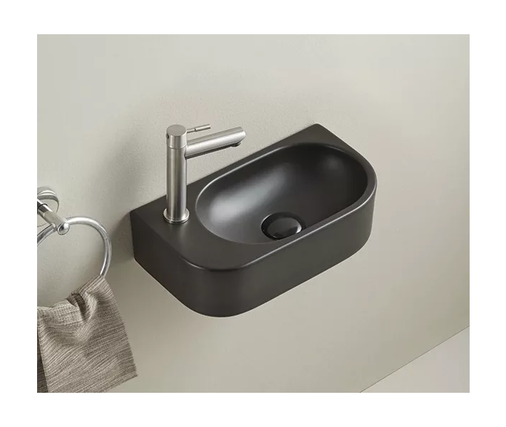 Подвесная черная матовая раковина для ванной (Чаша справа) GiD Bm9274R прямоугольная