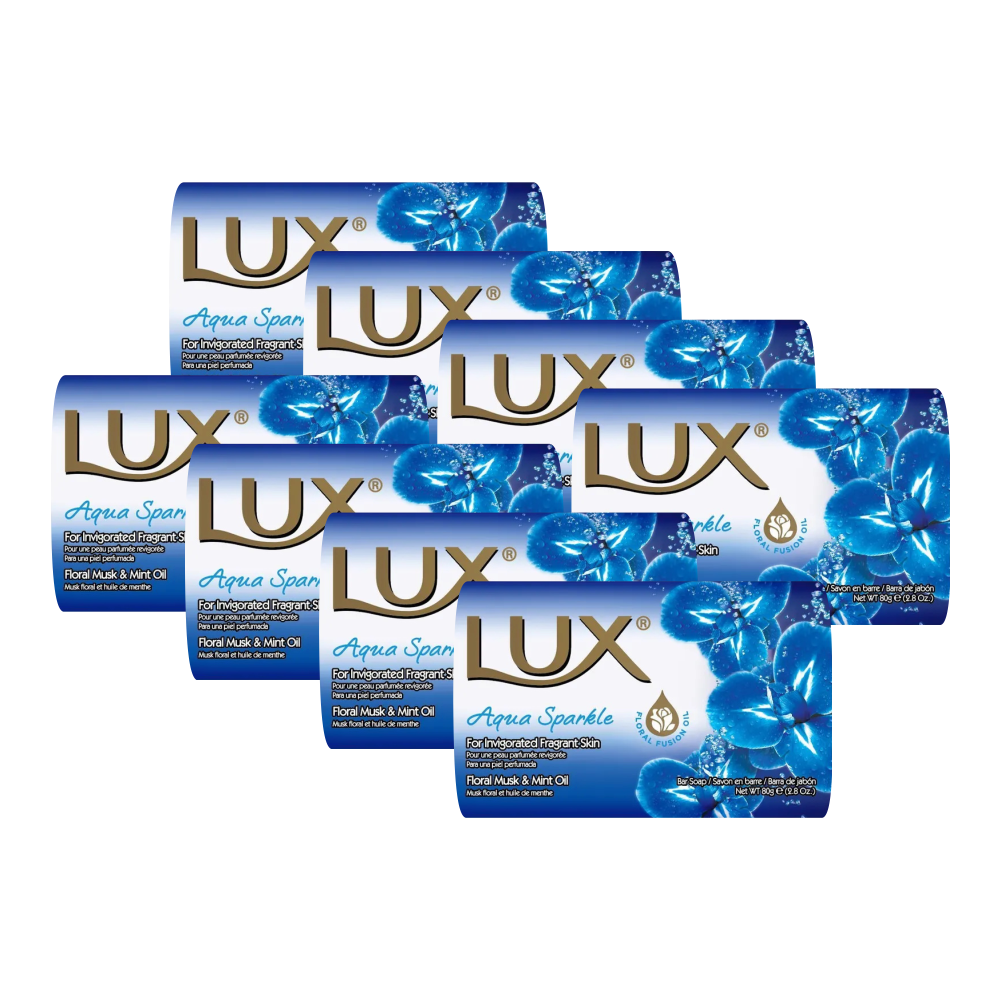 Комплект Мыло кусковое LUX Aqua Sparkle Цветочный мускус и мятное масло 80 г х 8 шт