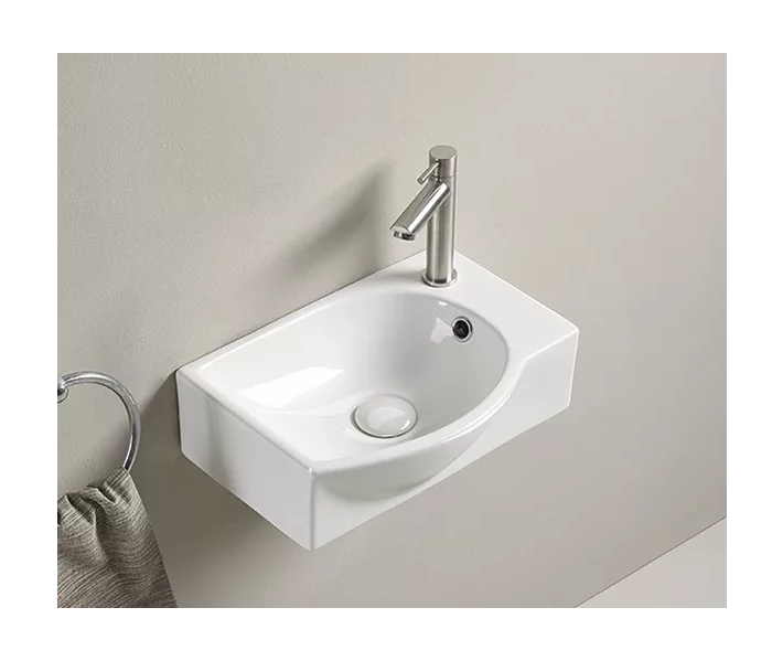 Подвесная белая раковина для ванной (Чаша слева) GiD N9276L прямоугольная