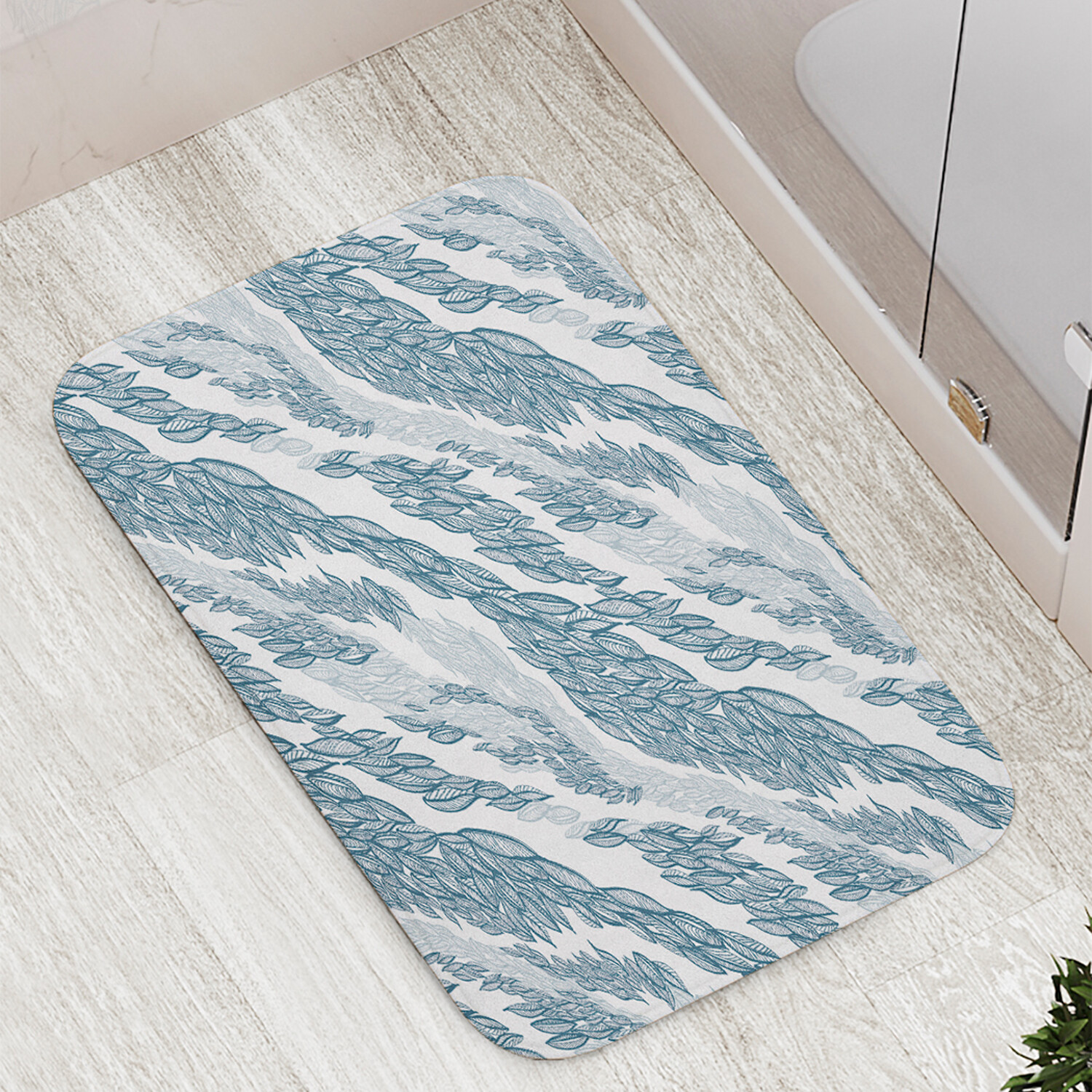 

Коврик противоскользящий JoyArty "Шлейфы из листьев" для ванной сауны бассейна 77х52 см, Шлейфы из листьев