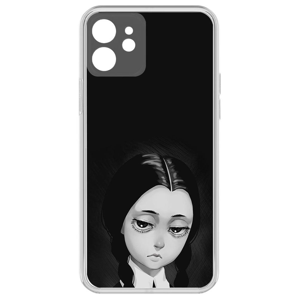 Чехол-накладка Уэнсдей Аддамс - Рисованная Уэнсдей для iPhone 12 с защитой камеры