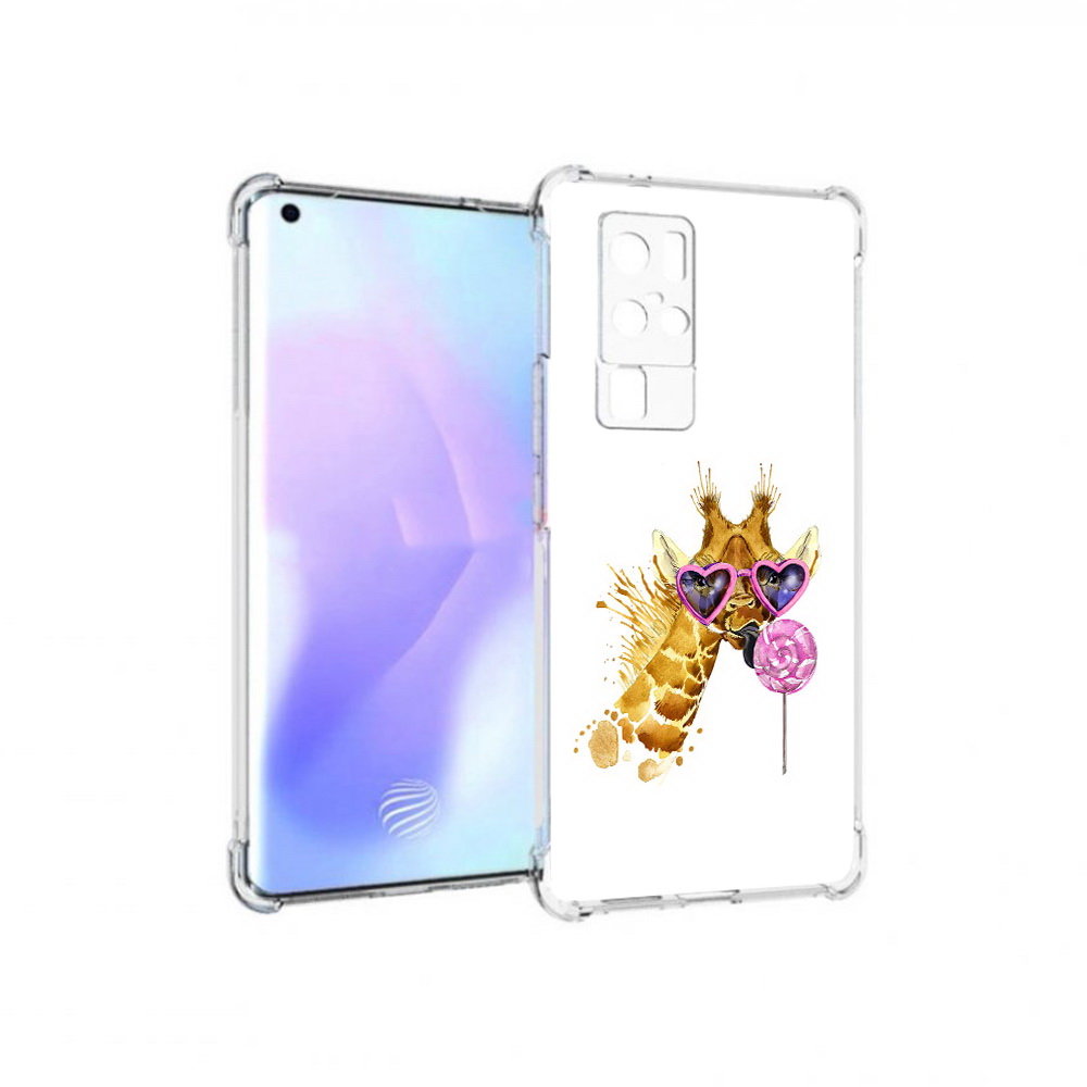 

Чехол MyPads Tocco для Vivo X50 Pro акварельный жираф (PT226970.404.217), Прозрачный, Tocco