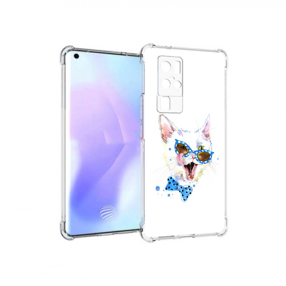 

Чехол MyPads Tocco для Vivo X50 Pro белый кот (PT226970.404.229), Прозрачный, Tocco