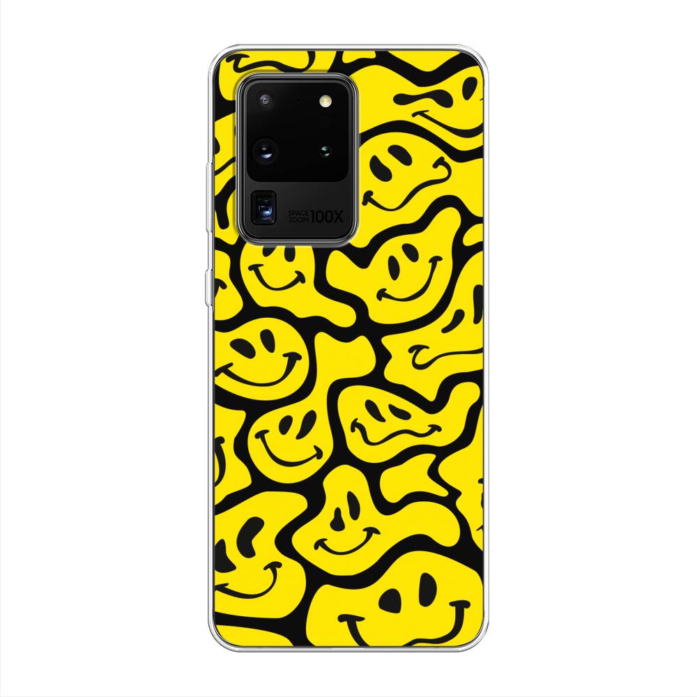 

Чехол на Samsung Galaxy S20 Ultra "Расплывчатые смайлики желтые", Черный;желтый, 29450-6