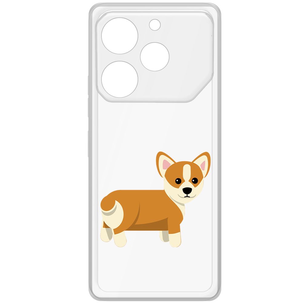 

Чехол-накладка Krutoff Clear Case Рисованный корги вид 1 для TECNO Pova 6 Pro, Прозрачный