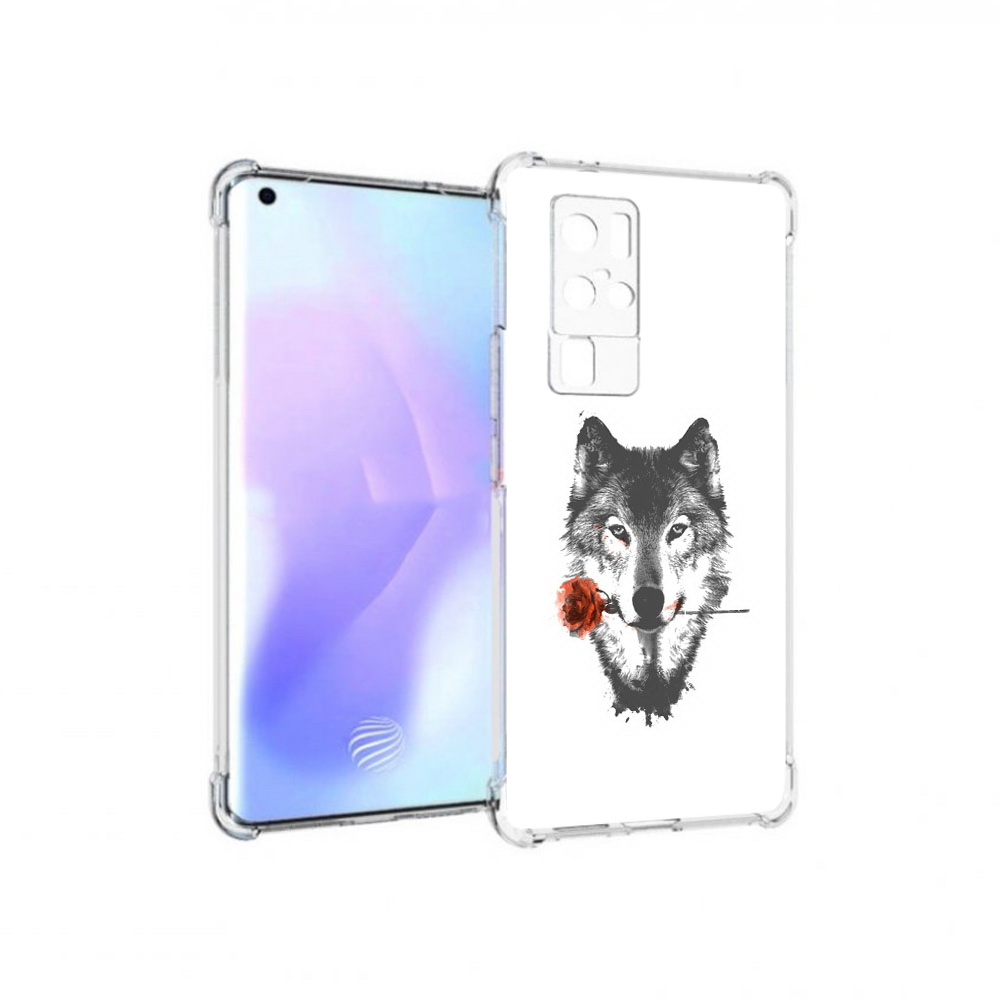 

Чехол MyPads Tocco для Vivo X50 Pro волк с розой (PT226970.404.270), Прозрачный, Tocco