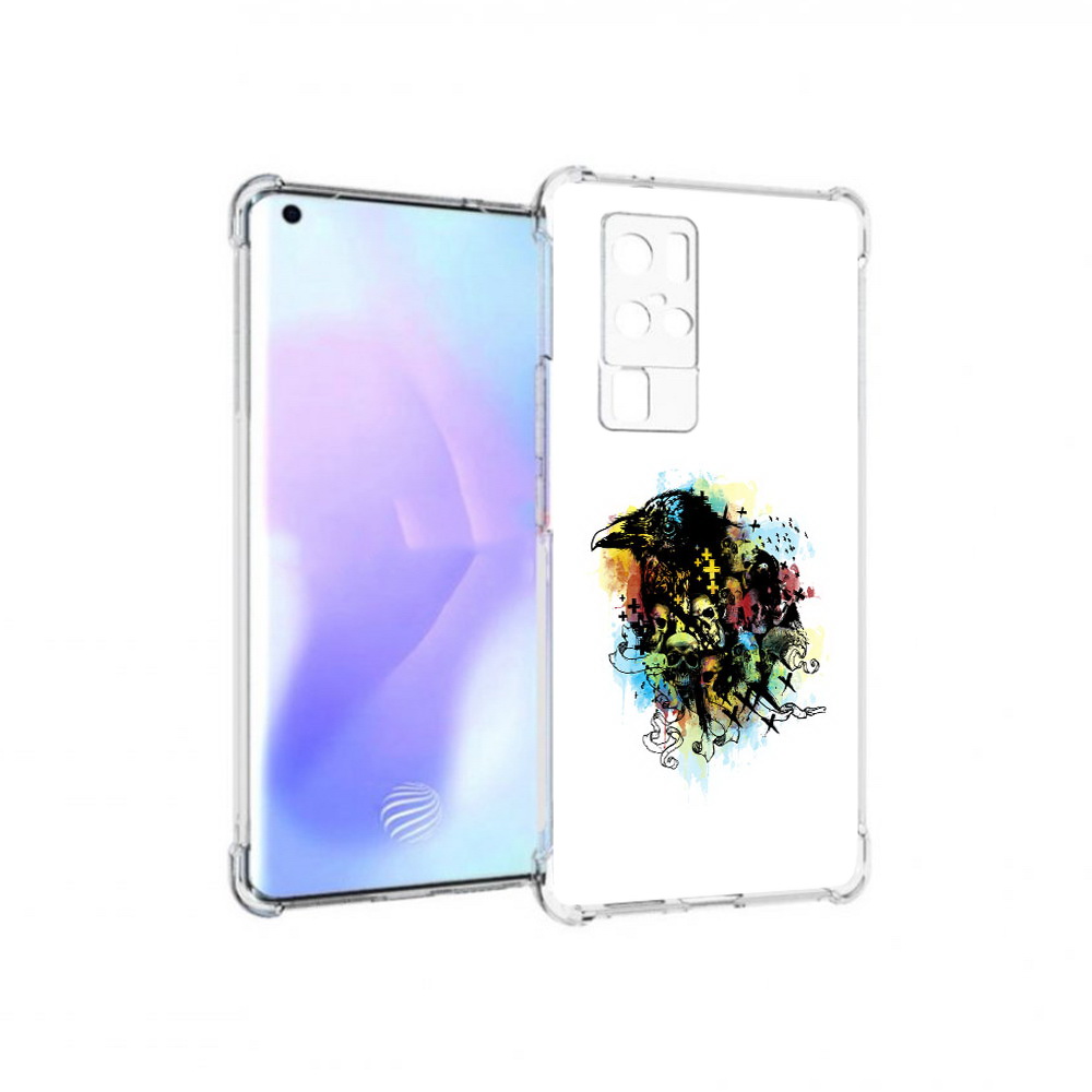 

Чехол MyPads Tocco для Vivo X50 Pro ворон и черепа (PT226970.404.273), Прозрачный, Tocco