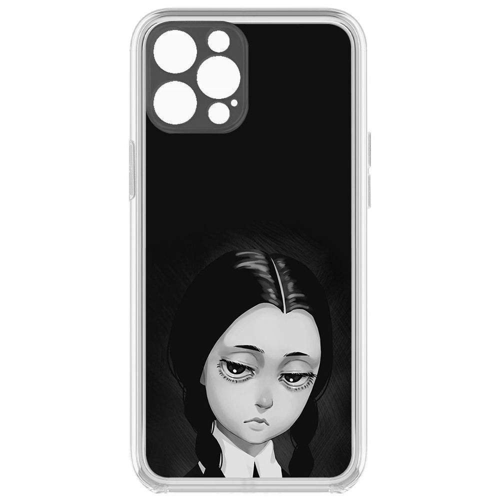 

Чехол-накладка Уэнсдей Аддамс - Рисованная Уэнсдей для iPhone 12 Pro с защитой камеры, Прозрачный