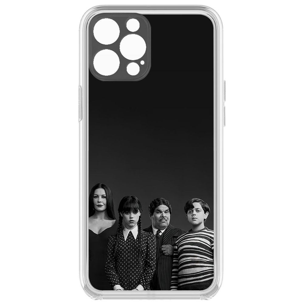 

Чехол-накладка Уэнсдей Аддамс - Семейка Аддамс для iPhone 12 Pro с защитой камеры, Прозрачный