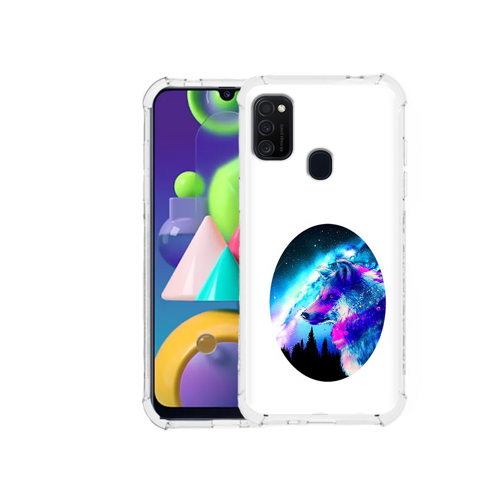 

Чехол MyPads Tocco для Samsung Galaxy M21 голубой волк (PT147110.591.293), Прозрачный, Tocco