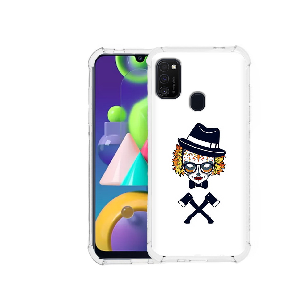 

Чехол MyPads Tocco для Samsung Galaxy M21 девушка в маске с топорами рисунок, Прозрачный, Tocco