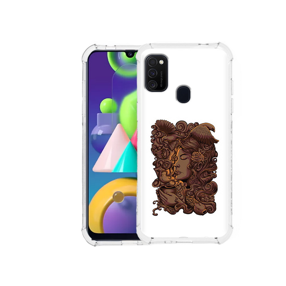 

Чехол MyPads Tocco для Samsung Galaxy M21 девушка с длинными волосами абстракция, Прозрачный, Tocco