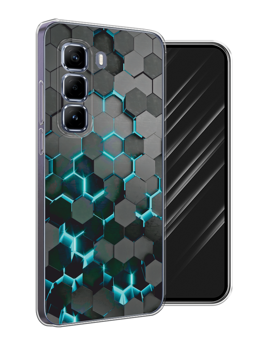 

Чехол Awog на Infinix Hot 50 Pro "Соты бирюзовые", Черный;бирюзовый;синий, 3106950-1
