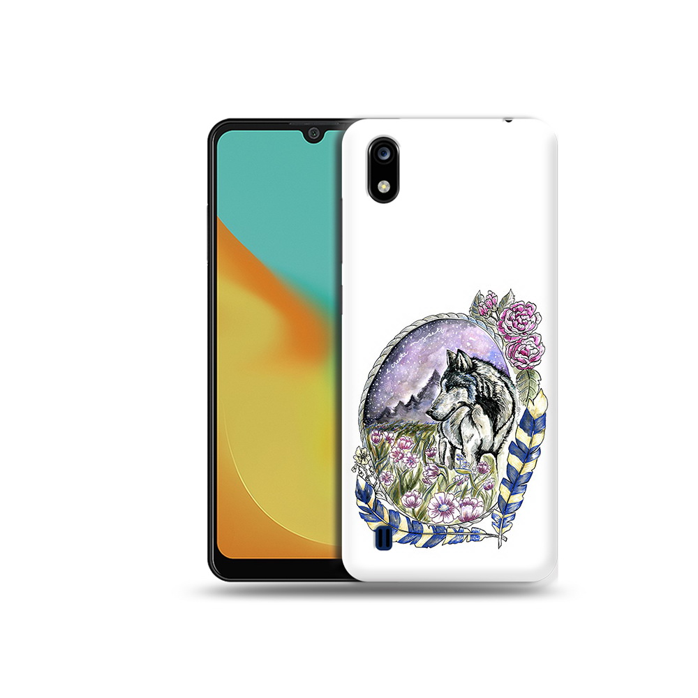 Чехол MyPads Tocco для ZTE Blade A7 нарисованный волк в цветах с перьями