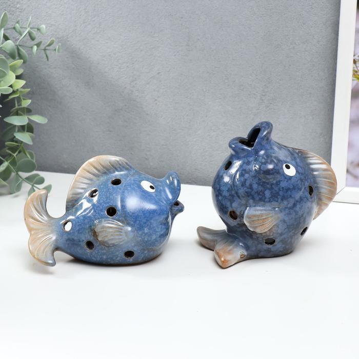 фото Подсвечник керамика на 1 свечу "рыбка" микс 9,5х13,5х8 см nobrand