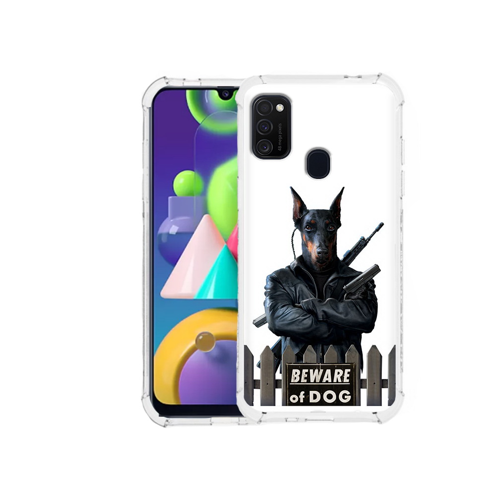 

Чехол MyPads Tocco для Samsung Galaxy M21 доберман (PT147110.591.332), Прозрачный, Tocco