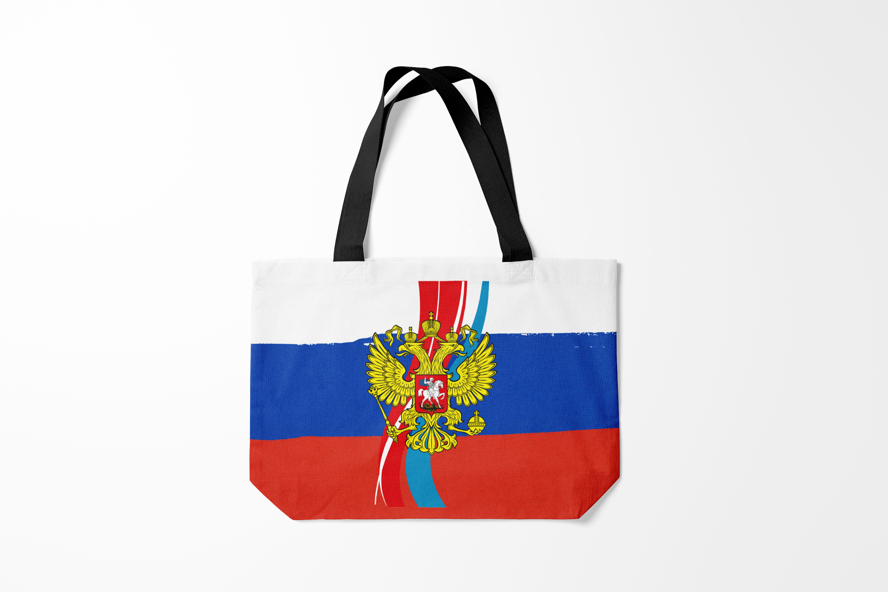 

Сумка шoппер унисекс Burnettie Флаг России Герб России., разноцветный, Флаг России Герб России.