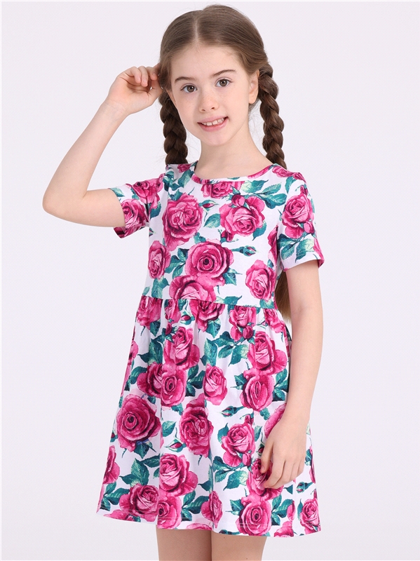 Платье детское Апрель 1ДПК3999001н, розы на белом, 128