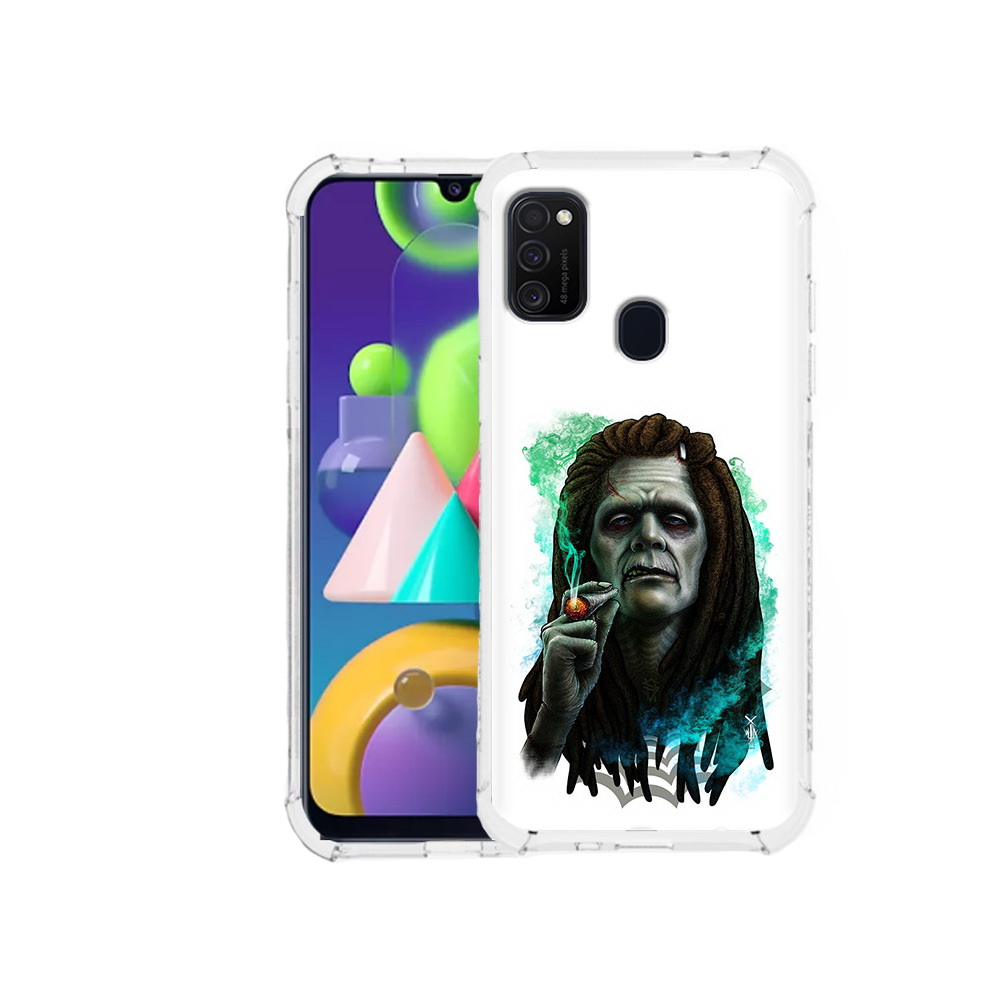 

Чехол MyPads Tocco для Samsung Galaxy M21 зеленый мужчина с сигаретой (PT147110.591.360), Прозрачный, Tocco