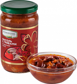 

Фасоль Агрокомплекс Натуральные Продукты с грибами в томатном соусе 360 г