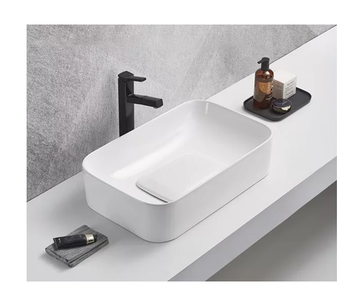 Накладная белая раковина для ванной GiD N9598 прямоугольная керамическая triol миска керамическая для собак песик